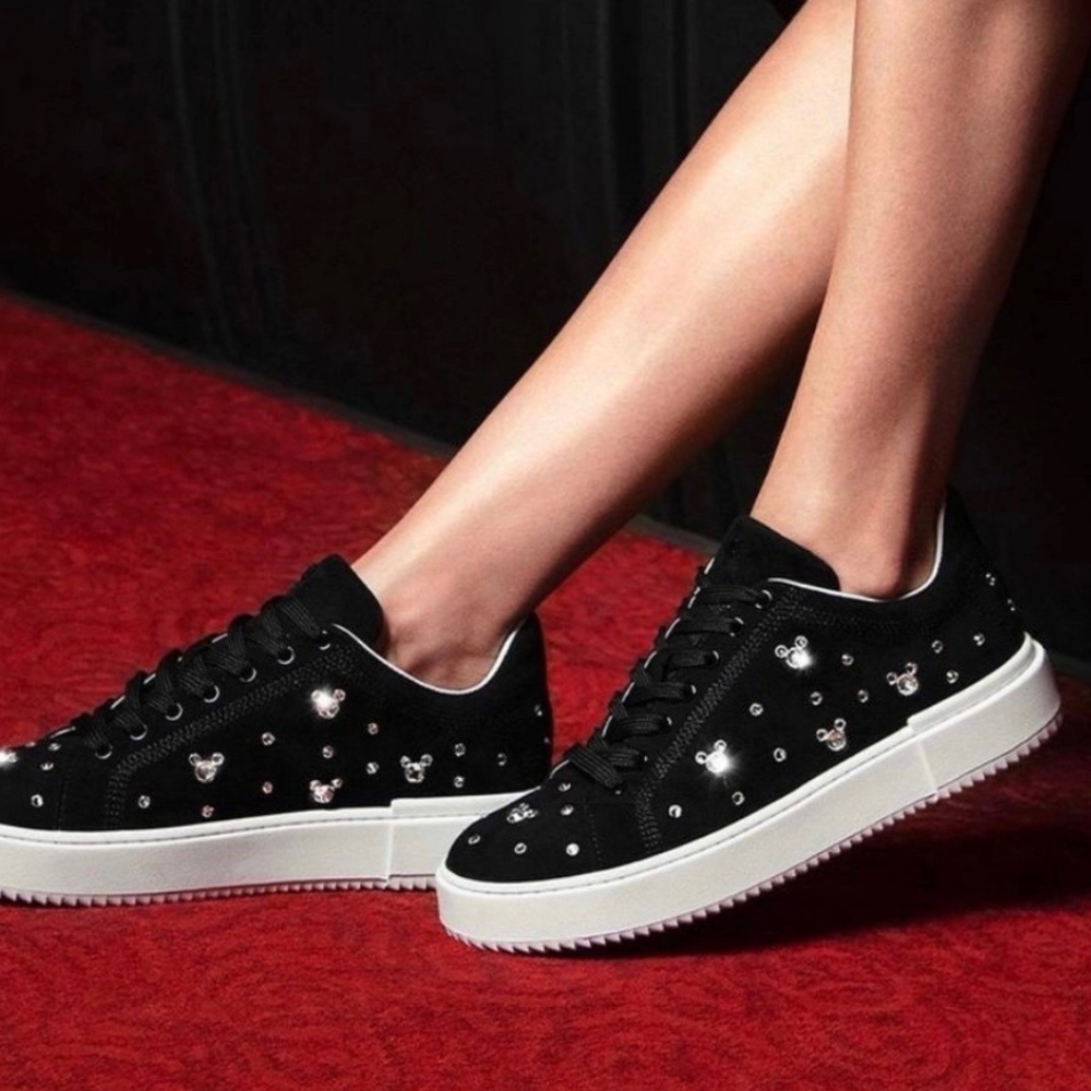 Stuart Weitzman Black Crystal-Embellished Sneakers